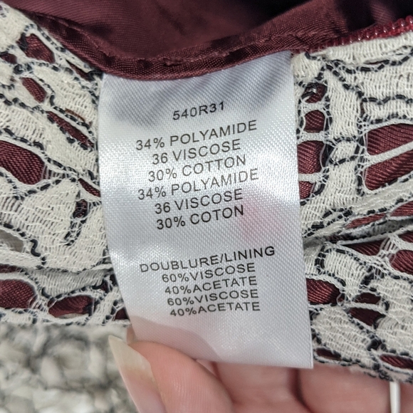 Carven White Lace Long Sleeve Dress with Red Lining - Size 8/40 - Picture 9 of 13